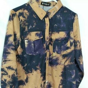 Women's Allegra K Tie Dye Multicolor Blouse Size Small